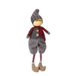 Figurine de noël garçon à asseoir en résine rouge et marron h38 Figurine de noël garçon à asseoir en résine rouge et marron h38
