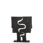 Figurine visages imbriqus en aluminium noir 34x8x40cm