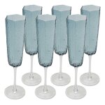 Fltes  champagne cascata bleues set de 6 kare design