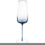 Flte  champagne en verre infus bleu et transparent