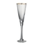 Flte  champagne en verre transparent et liser dor 30cl