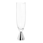 Flte  champagne en verre transparent et pied argent