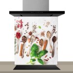 Fond de hotte dcorative, epices d'orient multicolore 60x70 cm
