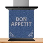 Fond de hotte d�corative, mosaique bon appetit bleu 60x70 cm