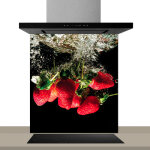 Fond de hotte dcorative, salade de fraises rouge 60x70 cm