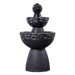 Fontaine 3 niveaux pidestal jardin, gris, 93cm