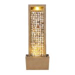 Fontaine haute jardin led coquillages design, marron, 92cm