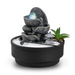 Fontaine d'intérieur jardin zen résine grise décor en relief - h21cm Fontaine d'intérieur jardin zen résine grise décor en relief - h21cm