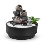 Fontaine d'intérieur jardin zen résine grise écoulement cascade - h21cm Fontaine d'intérieur jardin zen résine grise écoulement cascade - h21cm
