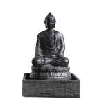 Fontaine de jardin bouddha assis 1 m 20 patin noir