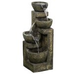 Fontaine de jardin cascade 4 pots dbit rglable avec pompe  eau