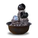 Fontaine jarre en r�sine marron avec boule en rotation - h25cm