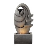 Fontaine ovale led moderne jardin lumire, gris, 80cm