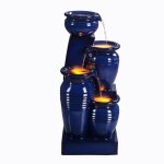 Fontaine solaire 4 niveaux en polyrsine, bleue