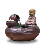 Fontaine avec statue amovible fournie en rsine terracotta - h19 cm
