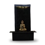 Fontaine zen mur d'eau et bouddha amovible en résine noir et doré - h40 Fontaine zen mur d'eau et bouddha amovible en résine noir et doré - h40