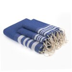 Foutas de bain (1 + 2) coton bleu grec & blanc 100x200 + 2(40x60) Foutas de bain (1 + 2) coton bleu grec & blanc 100x200 + 2(40x60)