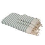 Foutas de bain (1 + 2) coton vert d'eau 100x200 + 2(40x60)