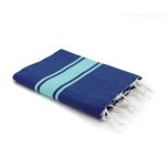 Fouta bicolore coton bleu grec & vert turquoise 100x200