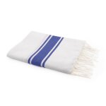 Fouta blanche coton blanc & bleu grec 100x200