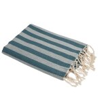 Fouta jacquard coton bleu p�trole 100x200