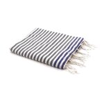 Fouta paro coton gris moyen & bleu grec 100x200