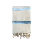 Fouta traditionnelle  calliope  200x200cm 190g / m� �cru / turquoise