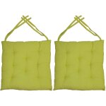 Galette de chaise en coton uni 40 cm 8 points (lot de 2) vert anis