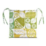 Galette de chaise enduit pur coton jaune 38x38 cm