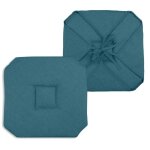 Galette de chaise italienne et unie polyester turquoise 40x40 cm