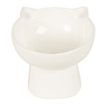 Gamelle pour chat en cramique blanche et dore