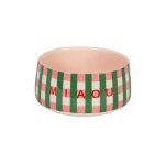 Gamelle pour chat en grs blanc, vert et rose