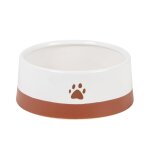 Gamelle pour chien et chat en grès écru et marron d15 Gamelle pour chien et chat en grès écru et marron d15