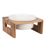 Gamelle pour chien en grs cru et support en bois d'acacia