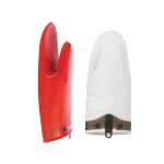 Gant de cuisine en silicone et coton rouge Gant de cuisine en silicone et coton rouge