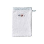 Gant de toilette coton bio bouclette brod blanc 15 x 21 cm