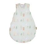 Gigoteuse sans manches 70 cm en coton vert pastel thème forêt Gigoteuse sans manches 70 cm en coton vert pastel thème forêt