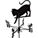 Girouette en acier noir chat qui chassent des souris Girouette en acier noir chat qui chassent des souris