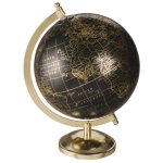 Globe terrestre carte du monde noir et doré Globe terrestre carte du monde noir et doré