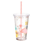 Gobelet en plastique imprimé tropical et paillettes multicolores 0, 45l Gobelet en plastique imprimé tropical et paillettes multicolores 0, 45l