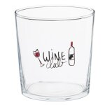 Gobelet en verre transparent imprim noir, blanc et rouge