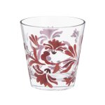 Gobelet en verre transparent motif floral bordeaux
