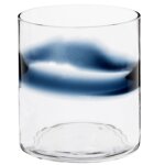 Gobelet en verre transparent et trait bleu