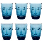 Gobelet visage en verre teint bleu