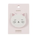 Gomme chat blanc, noir et rose Gomme chat blanc, noir et rose