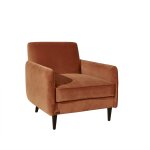 Grand fauteuil en velours caramel