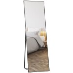 Grand miroir pleine longueur avec pied mural 50x160 cm en m�tal noir