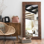 Grand miroir rectangulaire en bois de pin 82x165 Grand miroir rectangulaire en bois de pin 82x165