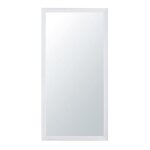 Grand miroir rectangulaire � moulures blanc gris� 90x180
