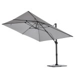 Grand parasol rectangulaire avec rotation 360� aluminium gris